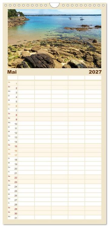 Produktbild: Familienplaner 2027 - Bretagne - Traumk&uuml;sten im s&uuml;dlichen Finist&egrave;re mit 5 Spalten (Wandkalender, 21 x 45 cm) CALVENDO