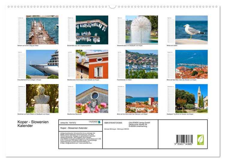 Produktbild: Koper - Slowenien Kalender (hochwertiger Premium Wandkalender 2026 DIN A2 quer), Kunstdruck in Hochglanz
