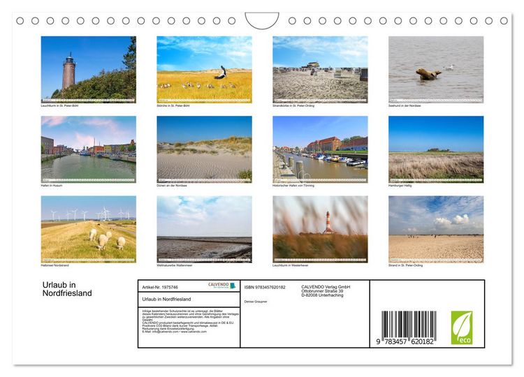 Produktbild: Urlaub in Nordfriesland (Wandkalender 2026 DIN A4 quer), CALVENDO Monatskalender