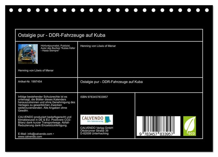 Produktbild: Ostalgie pur - DDR-Fahrzeuge auf Kuba (Tischkalender 2026 DIN A5 quer), CALVENDO Monatskalender