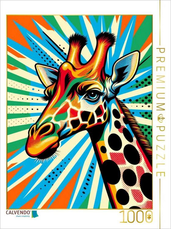 Produktbild: CALVENDO Puzzle Retro Giraffe - Pop Art | 1000 Teile Lege-Gr&ouml;&szlig;e 64x48cm Foto-Puzzle f&uuml;r gl&uuml;ckliche Stunden