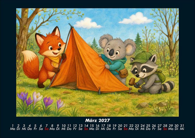Produktbild: Camping-Abenteuer mit Finn, Kiki & Rocco 2027 Fotokalender DIN A4