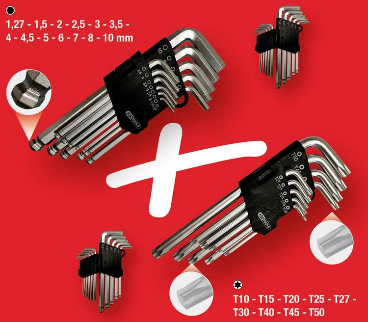 Produktbild: KS Tools TX Winkelschraubendreher-Set 1.27 mm, 1.5 mm, 2 mm, 2.5 mm, 3 mm, 3.5 mm, 4 mm, 4.5 mm, 5 mm, 6 mm, 7 mm, 8 mm, 10mm