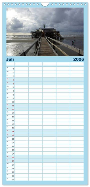 Produktbild: Familienplaner 2026 - St. Peter Ording 2026 mit 5 Spalten (Wandkalender, 21 x 45 cm) CALVENDO
