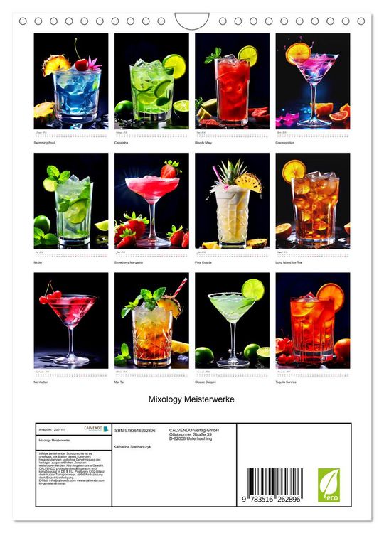 Produktbild: Mixology Meisterwerke (Wandkalender 2026 DIN A4 hoch), CALVENDO Monatskalender