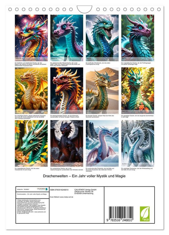 Produktbild: Drachenwelten &ndash; Ein Jahr voller Mystik und Magie (Wandkalender 2026 DIN A4 hoch), CALVENDO Monatskalender