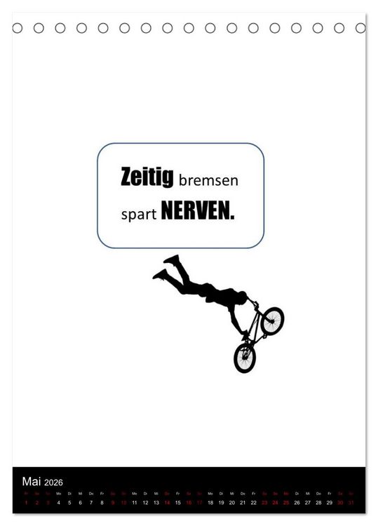 Produktbild: Markante, freche Spr&uuml;che rund ums Radfahren (Tischkalender 2026 DIN A5 hoch), CALVENDO Monatskalender