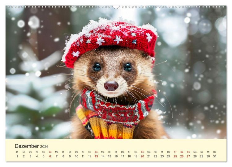 Produktbild: Kecke Marder. Charmante und niedliche Fashion-Ikonen (hochwertiger Premium Wandkalender 2026 DIN A2 quer), Kunstdruck in Hochglanz