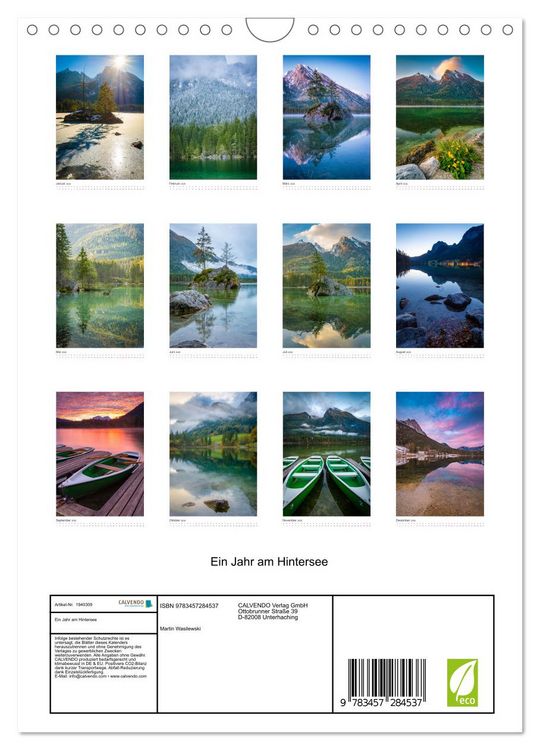 Produktbild: Ein Jahr am Hintersee (Wandkalender 2026 DIN A4 hoch), CALVENDO Monatskalender