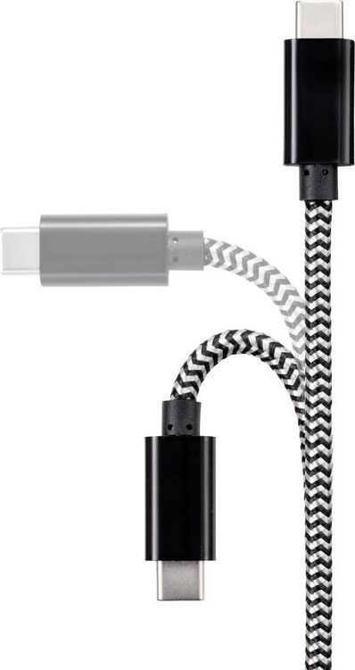 Produktbild: Renkforce USB-Kabel USB 2.0 USB-C&reg; Stecker, USB-C&reg; Stecker 3.00m Schwarz/Wei&szlig; RF-4598412