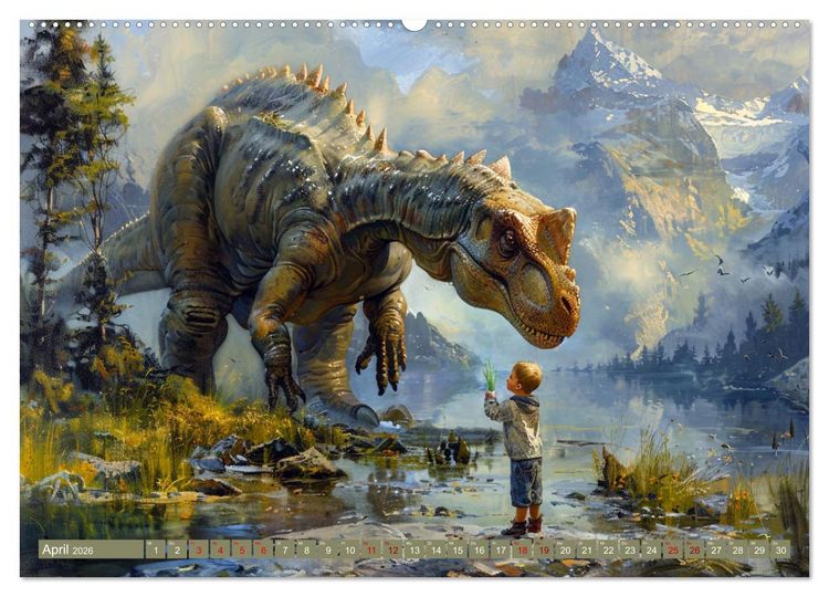 Produktbild: Meine Freunde sind Dinosaurier (hochwertiger Premium Wandkalender 2026 DIN A2 quer), Kunstdruck in Hochglanz