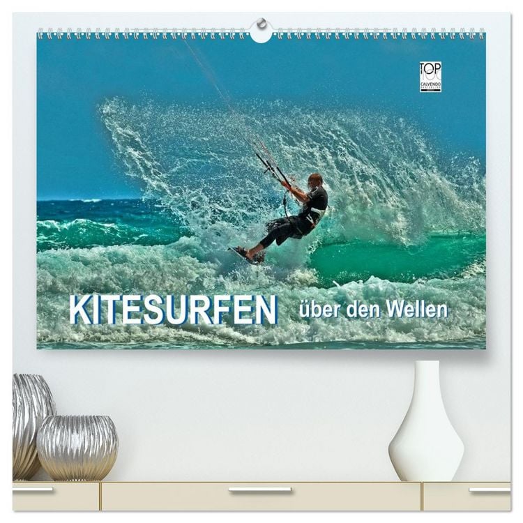 Produktbild: Kitesurfen - &uuml;ber den Wellen (hochwertiger Premium Wandkalender 2026 DIN A2 quer), Kunstdruck in Hochglanz