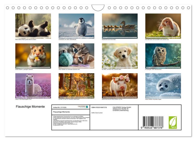 Produktbild: Flauschige Momente (Wandkalender 2026 DIN A4 quer), CALVENDO Monatskalender