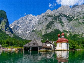 Produktbild: CALVENDO Puzzle Halbinsel Hirschau mit St. Bartholom&auml;, Sch&ouml;nau | 1000 Teile Lege-Gr&ouml;&szlig;e 64x48cm Foto-Puzzle f&uuml;r gl&uuml;ckliche Stunden