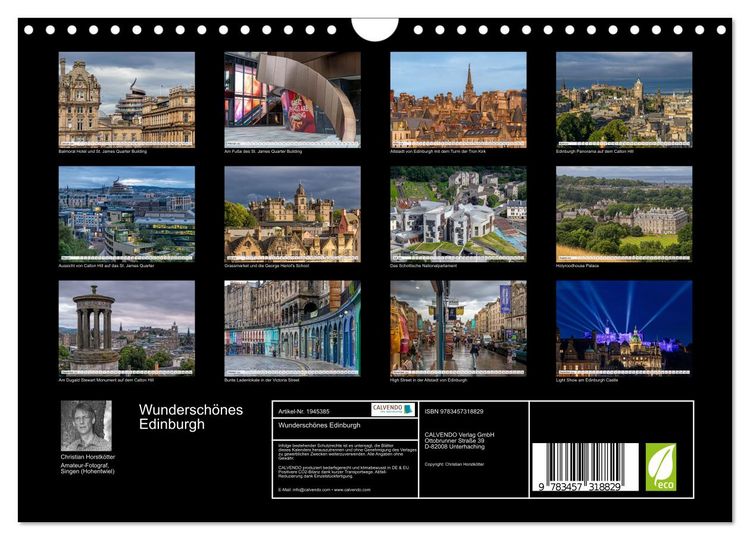 Produktbild: Wundersch&ouml;nes Edinburgh (Wandkalender 2026 DIN A4 quer), CALVENDO Monatskalender