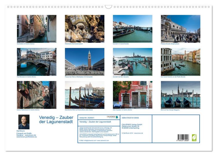 Produktbild: Venedig &ndash; Zauber der Lagunenstadt (Wandkalender 2026 DIN A2 quer), CALVENDO Monatskalender
