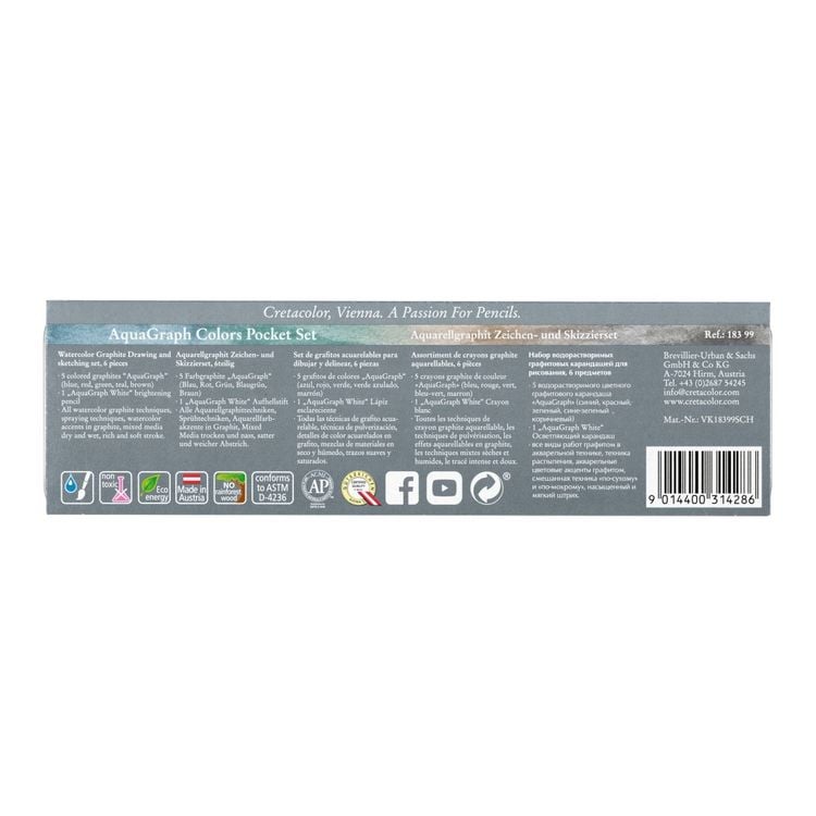 Produktbild: Cretacolor K&uuml;nstlerstifte Aquarellgraphit Pocket Set, 6er Metalletui