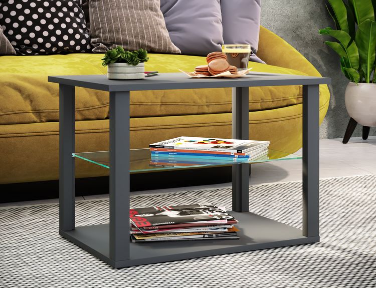 Produktbild: Holz Sofatisch Couchtisch Glas Tisch Wanilo M