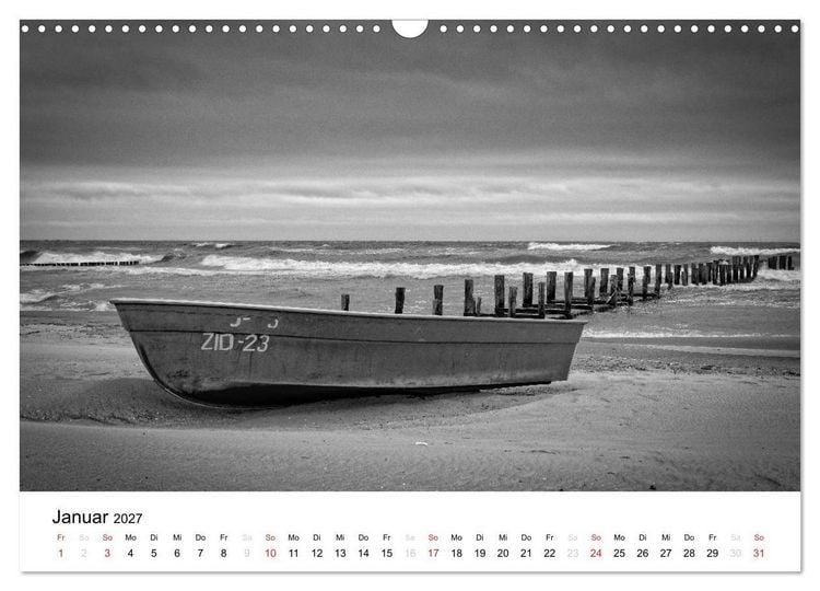 Produktbild: Ostseebad Zingst - Impressionen in Schwarz-Wei&szlig; (Wandkalender 2027 DIN A3 quer), CALVENDO Monatskalender