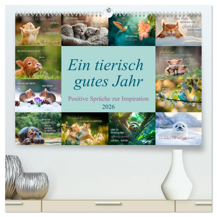 Produktbild: Ein tierisch gutes Jahr (hochwertiger Premium Wandkalender 2026 DIN A2 quer), Kunstdruck in Hochglanz