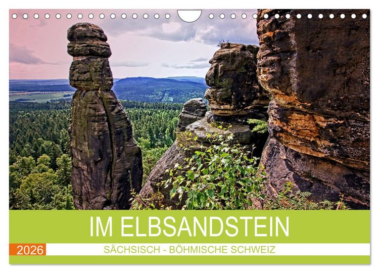 Produktbild: Im Elbsandstein - S&auml;chsisch-b&ouml;hmische Schweiz (Wandkalender 2026 DIN A4 quer), CALVENDO Monatskalender