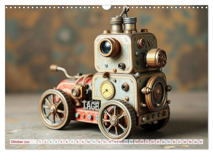 Produktbild: Mechanische Wunderwelten - Ein Jahr mit Steampunk Toys (Wandkalender 2026 DIN A3 quer), CALVENDO Monatskalender