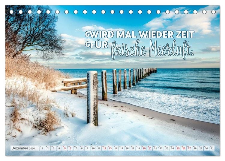 Produktbild: K&Uuml;STENZAUBER Sehnsucht nach Meer (Tischkalender 2026 DIN A5 quer), CALVENDO Monatskalender