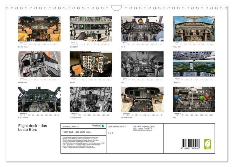 Produktbild: Flight deck - das beste B&uuml;ro (Wandkalender 2026 DIN A3 quer), CALVENDO Monatskalender