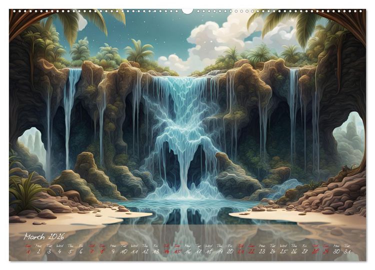 Produktbild: Enchanting waterfalls (High Quality Premium Wall Calendar 2026 DIN A2 landscape),CALVENDO 12 Month Wall Calendar