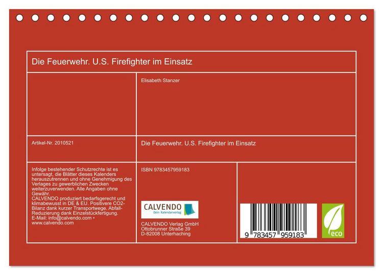 Produktbild: Die Feuerwehr. U.S. Firefighter im Einsatz (Tischkalender 2026 DIN A5 quer), CALVENDO Monatskalender