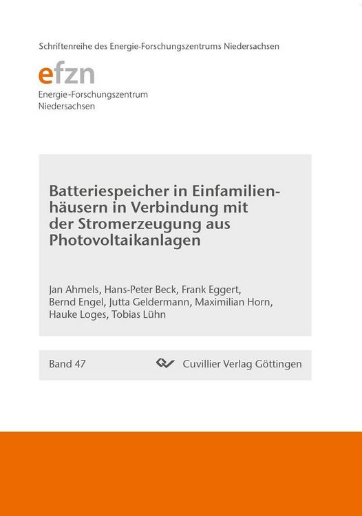 Produktbild: Batteriespeicher in Einfamilienh&auml;usern in Verbindung mit der Stromerzeugung aus Photovoltaikanlagen