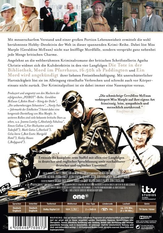 Produktbild: Agatha Christie: MARPLE - Staffel 1 - Erstmals die komplette erste Staffel mit allen vier Langfolgen [2 DVDs]