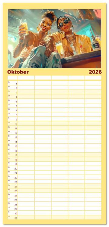 Produktbild: Familienplaner 2026 - Feiern und Musik - Beschwingt dabei mit 5 Spalten (Wandkalender, 21 x 45 cm) CALVENDO