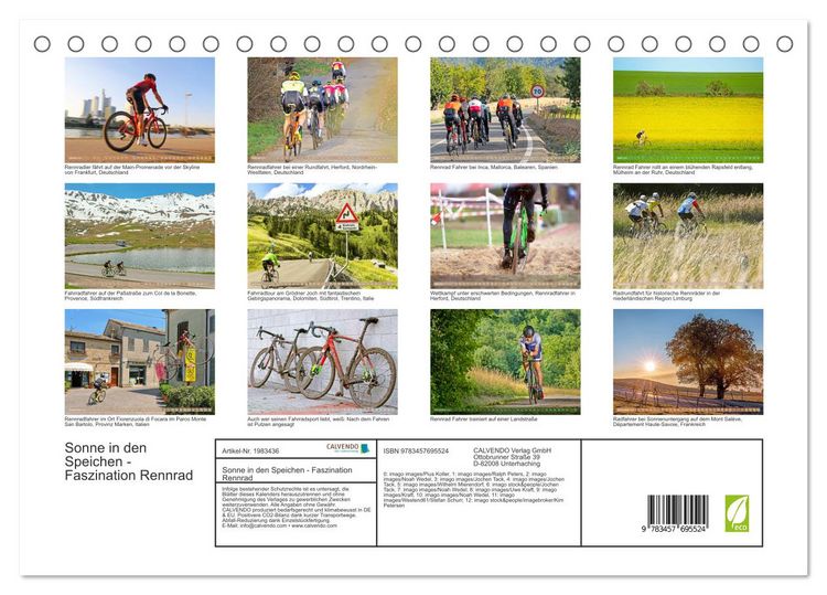 Produktbild: Sonne in den Speichen - Faszination Rennrad (Tischkalender 2026 DIN A5 quer), CALVENDO Monatskalender