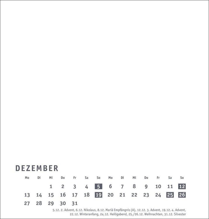 Produktbild: Premium-Bastelkalender wei&szlig; mittel 2027