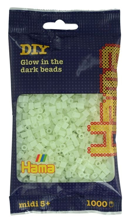 Produktbild: Hama 207-55 - DIY B&uuml;gelperlen Midi 5+, ca. 1000 St&uuml;ck, Leucht-Gr&uuml;n (nachtleuchtend)