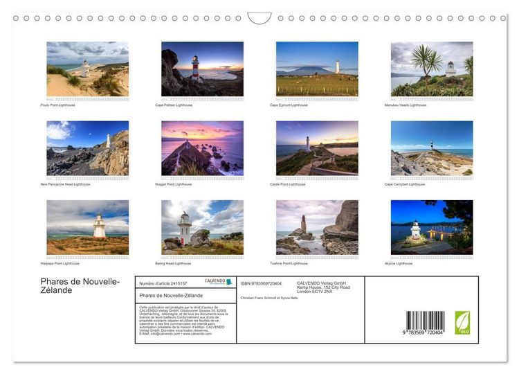 Produktbild: Phares de Nouvelle-Z&eacute;lande (Calendrier mural 2027 DIN A3 vertical), CALVENDO calendrier mensuel