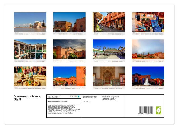 Produktbild: Marrakesch die rote Stadt (Wandkalender 2026 DIN A3 quer), CALVENDO Monatskalender