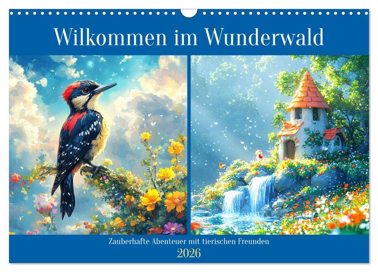 Produktbild: Willkommen im Wunderwald. Zauberhafte Abenteuer mit tierischen Freunden (Wandkalender 2026 DIN A3 quer), CALVENDO Monatskalender