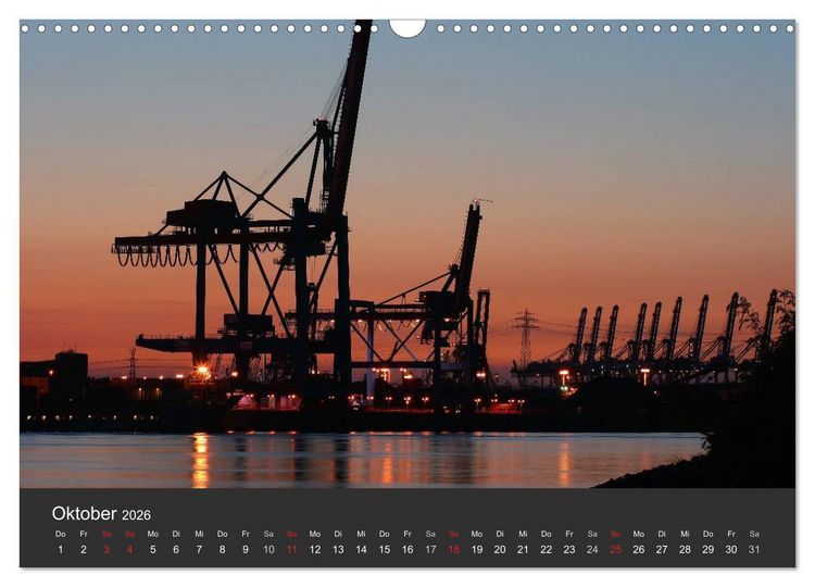 Produktbild: Hamburger Hafen bei Nacht (Wandkalender 2026 DIN A3 quer), CALVENDO Monatskalender