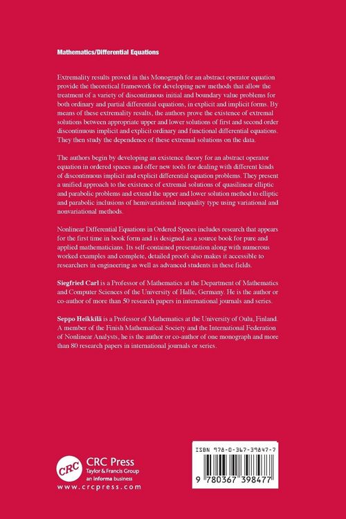 Produktbild: Nonlinear Differential Equations in Ordered Spaces