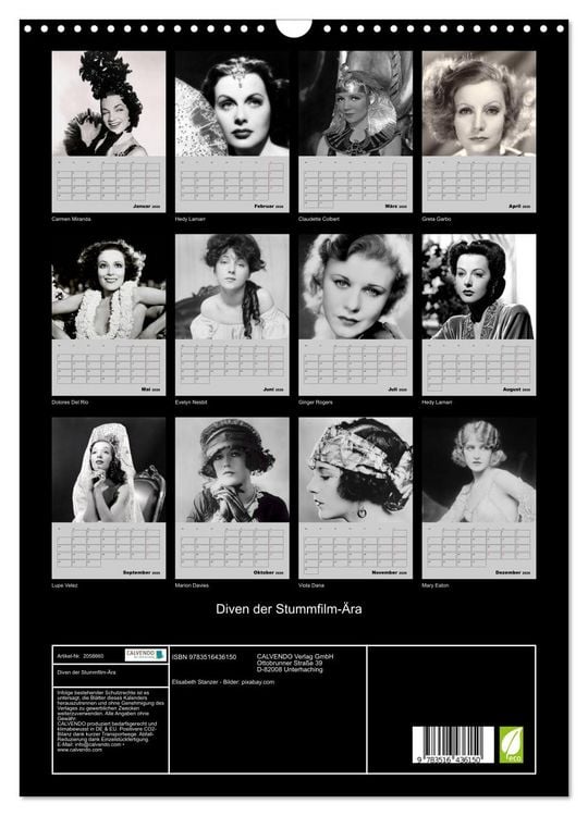 Produktbild: Diven der Stummfilm-&Auml;ra (Wandkalender 2026 DIN A3 hoch), CALVENDO Monatskalender