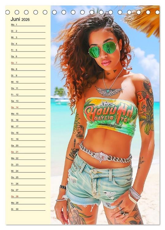 Produktbild: Coole Tatoo-Girls. H&uuml;bsch, modern und selbstbewusst (Tischkalender 2026 DIN A5 hoch), CALVENDO Monatskalender