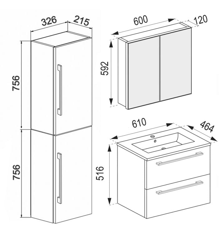 Produktbild: 4-tlg. Waschplatz Waschtisch Badinos Schublade SC