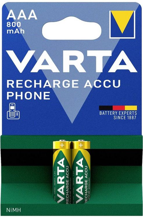 Produktbild: Varta Batterien RECHARGE ACCU Phone AAA 800mAh 2 St&uuml;ck