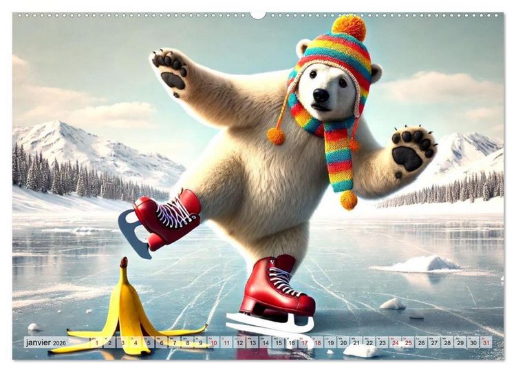 Produktbild: Illusions animales - Amusez-vous au gr&eacute; de ces sc&egrave;nes animales rocambolesques (Calendrier mural 2026 DIN A2 vertical) calendrier de bureau