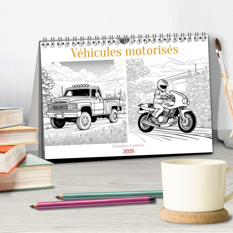 Produktbild: V&eacute;hicules motoris&eacute;s (Calendrier de bureau 2026 DIN A5 vertical), CALVENDO calendrier mensuel