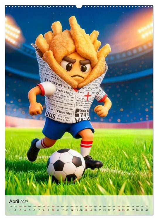 Produktbild: Funny Food Football - Creative Sports Characters (High Quality Premium Wall Calendar 2027 DIN A2 portrait),CALVENDO 12 Month Wall Calendar