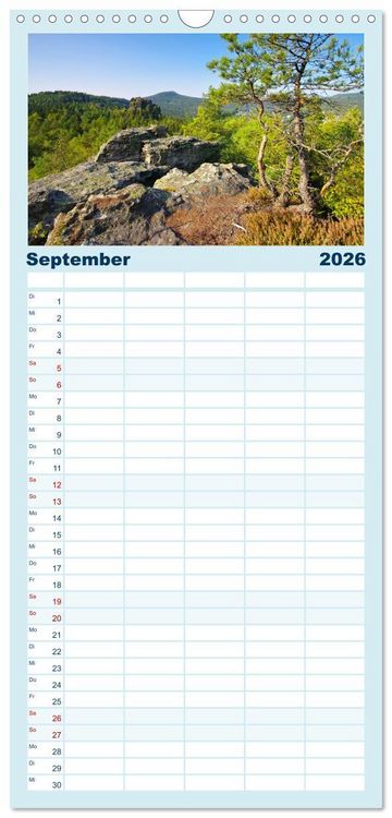 Produktbild: Familienplaner 2026 - Zittauer Gebirge - Deutschlands kleinstes Mittelgebirge mit 5 Spalten (Wandkalender, 21 x 45 cm) CALVENDO