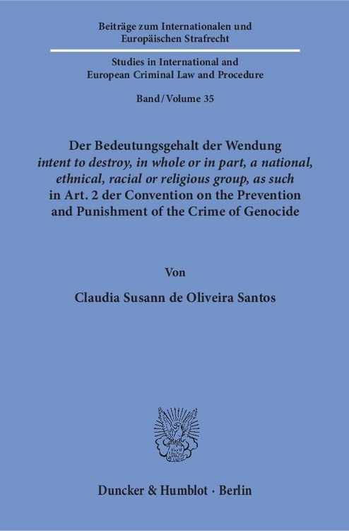 Produktbild: Oliveira Santos: Bedeutungsgehalt/Wendung intent to destroy